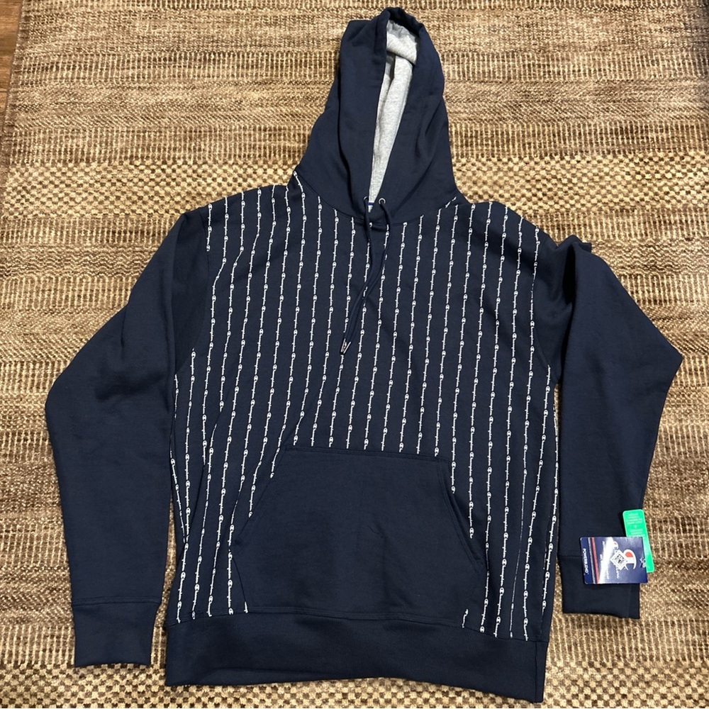 Champion Unisex Hoodie LARGE Logo Long Sleeve Pocket Powerblend Blue NWT NEW
